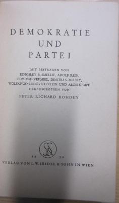 Ba 313c : Demokratie und Partei (1932)