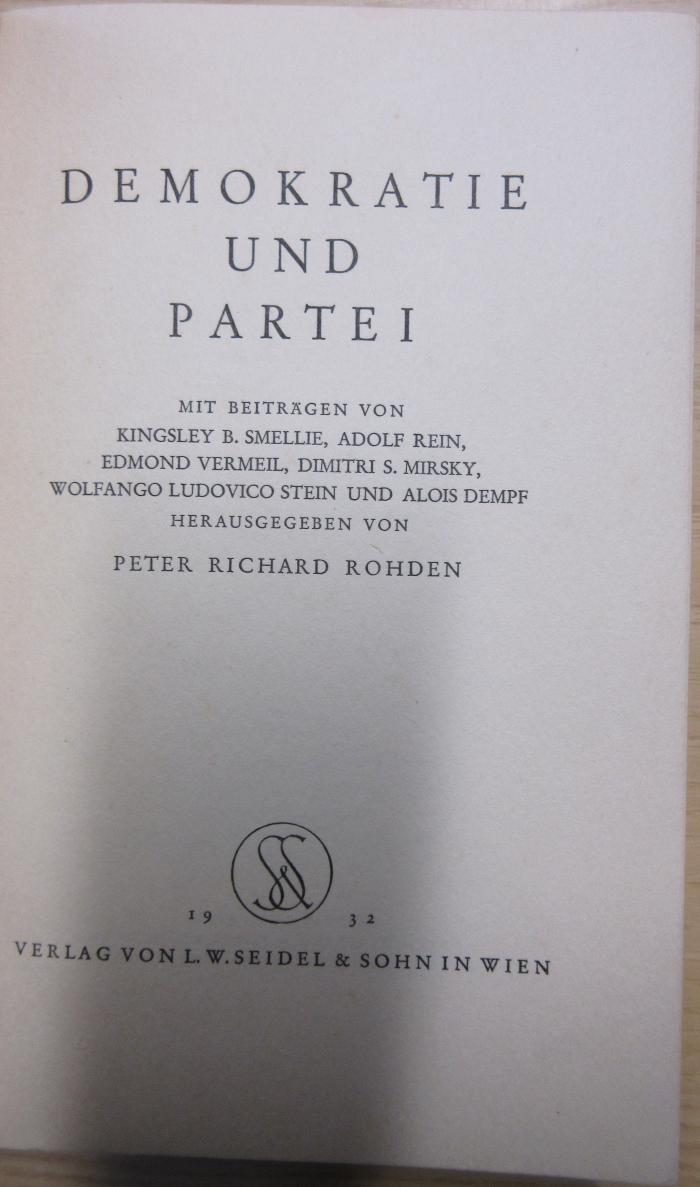 Ba 313c : Demokratie und Partei (1932)