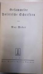Ba 317b : Gesammelte Politische Schriften (1921)