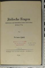 296.102 NEMA : Jüdische Fragen (Judentum und Judenheit, Lehre und Leben) (1935)