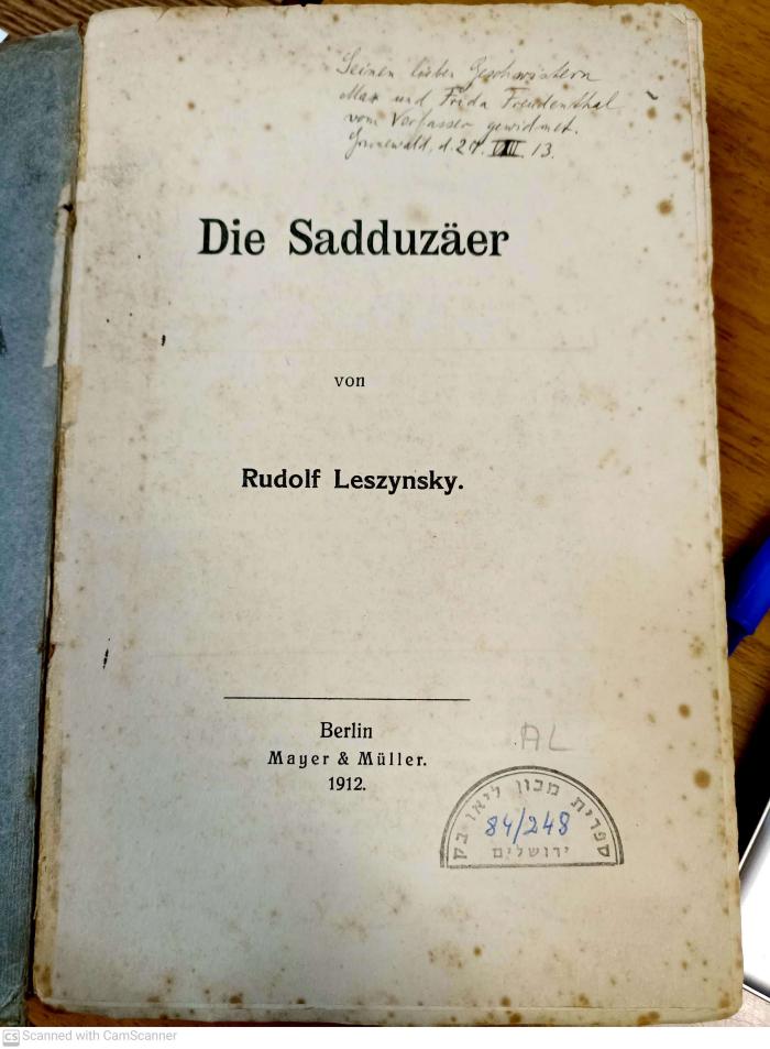 AL 84/248 : Die Sadduzäer (1912)