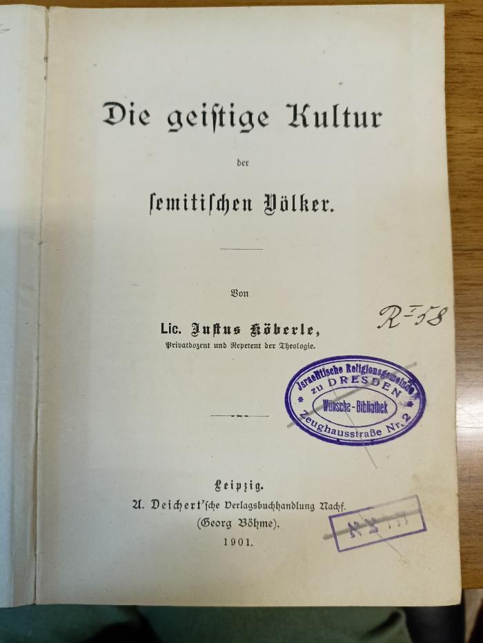 AL 2444 : Die geistige Kultur der semitischen Völker (1901)