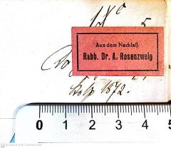 - (Rosenzweig, Adolf), Von Hand: ; '[1X ... 5]
[...]
[...1872]'. 