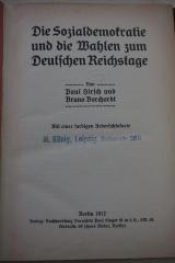 1933 A 9633 (Slg. Sozialistica): Die Sozialdemokratie und die Wahlen zum Deutschen Reichstage 
 (1912)