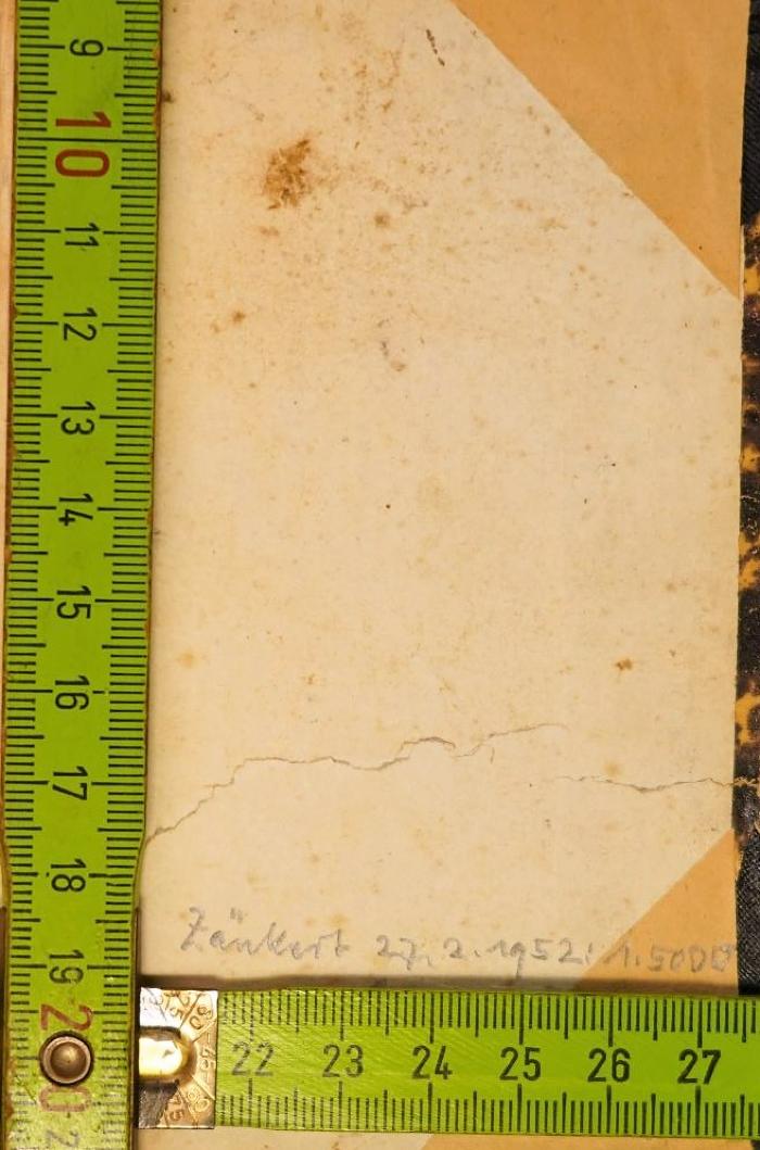 - (Zänkert), Von Hand: Buchbinder, Preis; 'Zänkert 27.2.1952: 1.50 DW'. 
