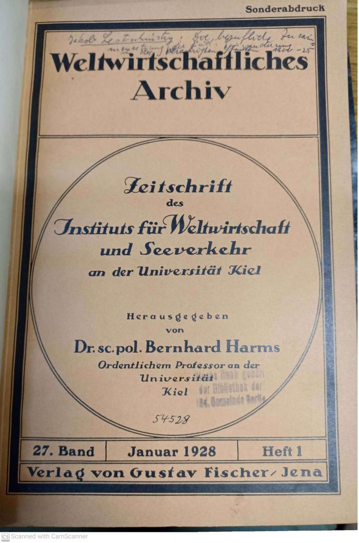 AM II 737 : Die berufliche Zusammensetzung der jüdischen Einwanderung in die Vereinigten Staaten 1900-1925. (1928)