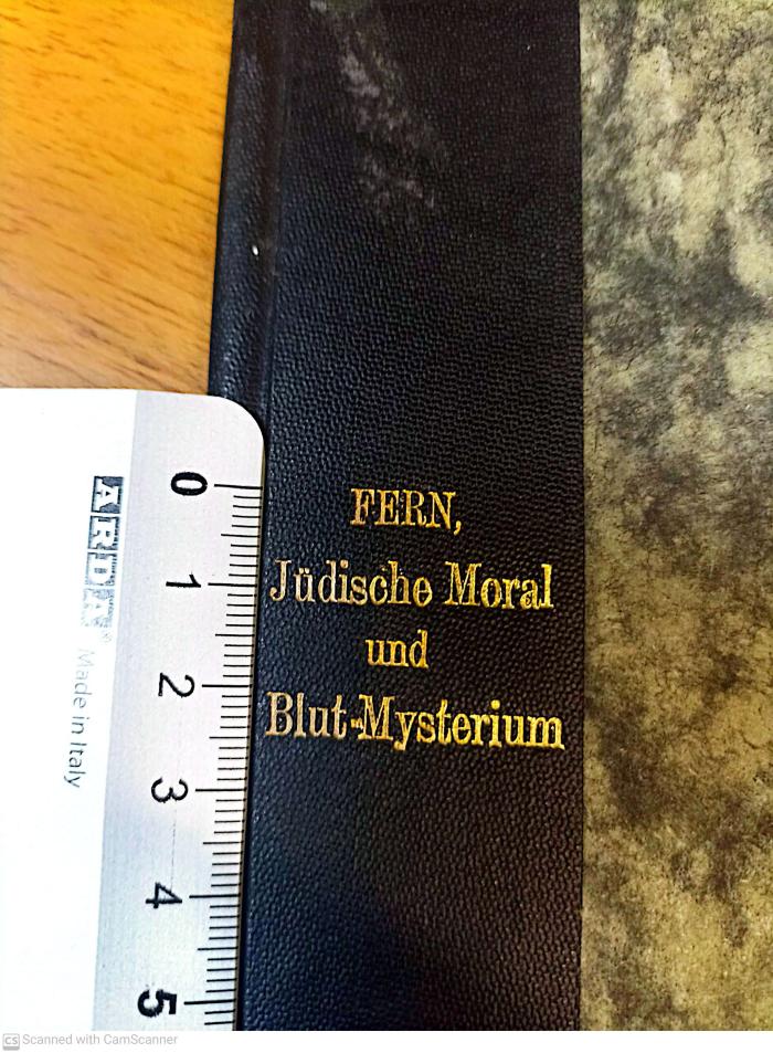 - (Central-Verein Deutscher Staatsbürger Jüdischen Glaubens), Prägung: Name; 'FERN,
Jüdische Moral
und 
Blut-Mysterium'. 