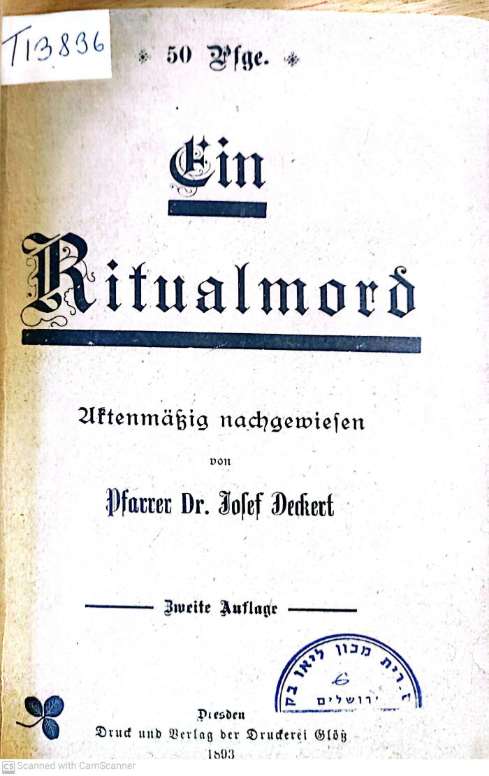 AN I 291 : Ein Ritualmord (1893)