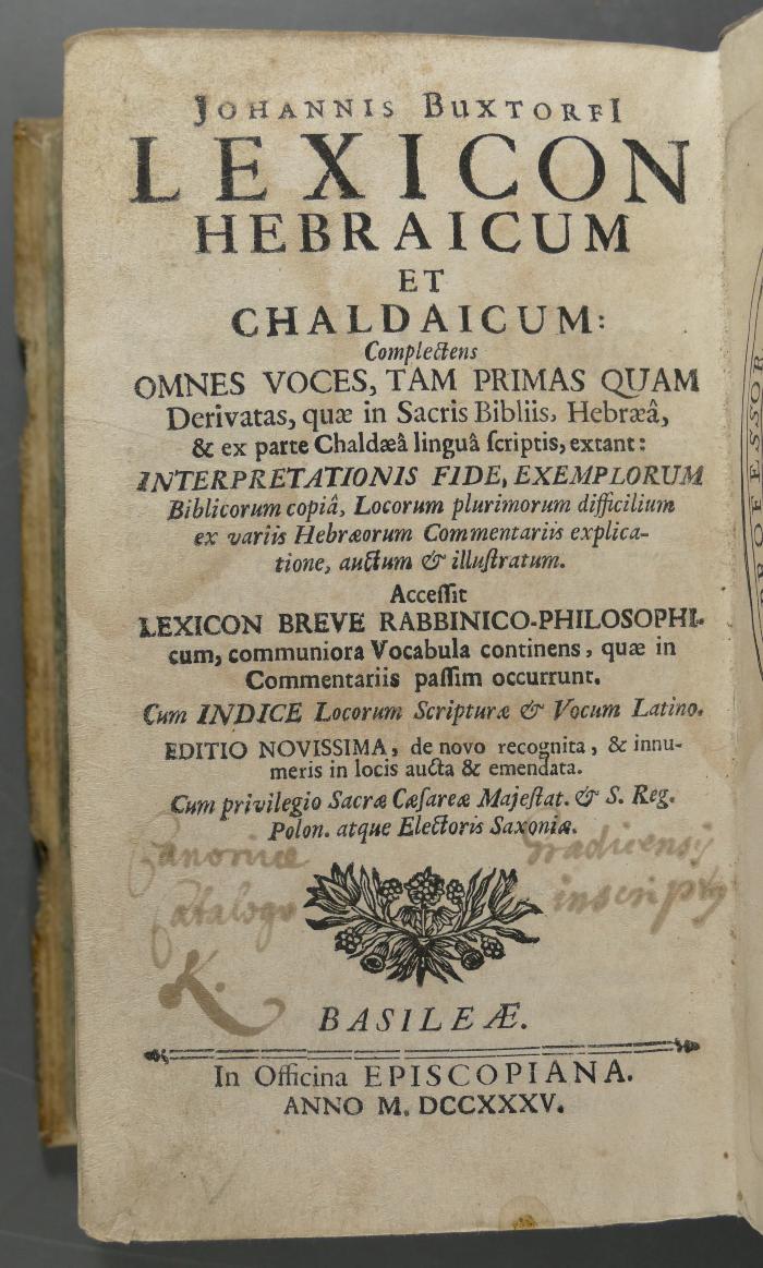 492.45 BUXT : Johannis Buxtorfii Thesaurus grammaticus linguae sanctae Hebraeae : duobus libris propositus; quorum prior, vocum singularum naturam & proprietates, alter vocum coniunctarum rationem (1651)
