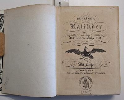 B 3/8 1830: Berliner Kalender auf das Gemeine Jahr 1830 (1829)