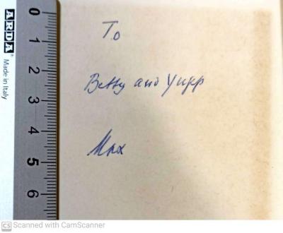 - (Grünewald, Max), Von Hand: Widmung; 'To
Betty and Yusep

Max'. 