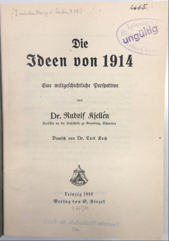 G 166b : Die Ideen von 1914: eine weltgeschichtliche Perspektive (1916)