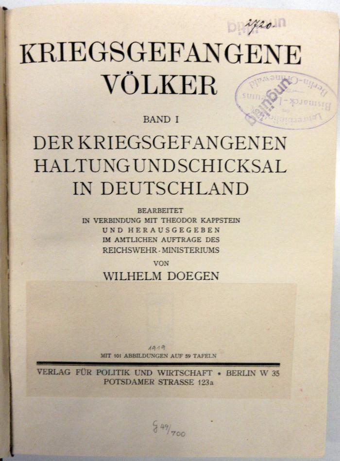 Gb 840 : Kriegsgefangene Völker (1919)