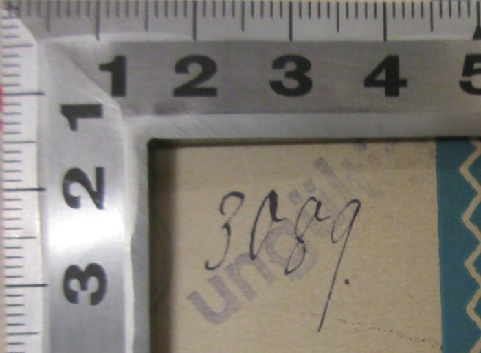 -, Von Hand: Signatur; '3089'