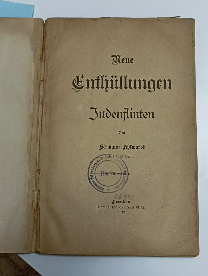 AN I 329 : Neue Enthüllungen : Judenflinten (1892)