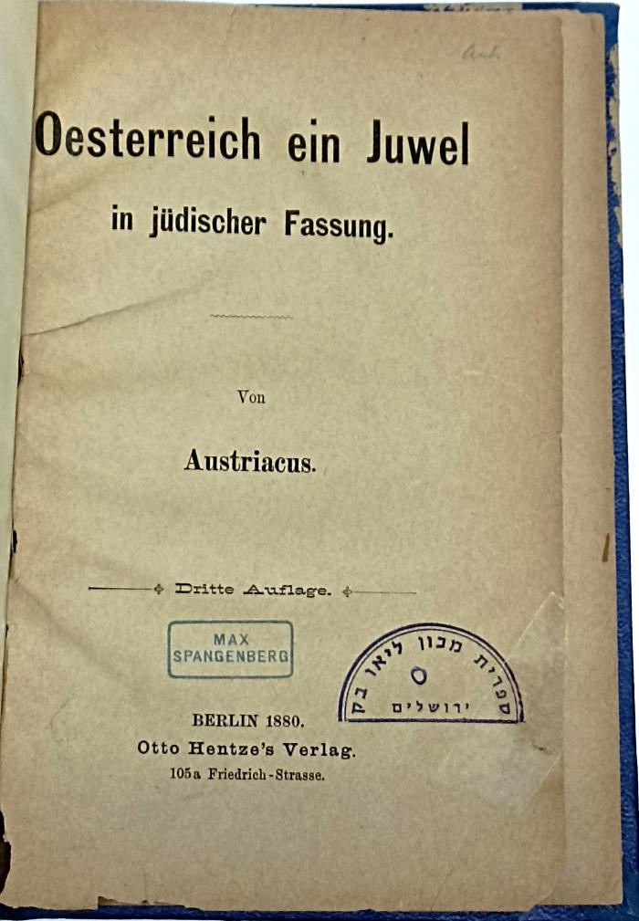 AN I 322 : Oesterreich ein Juwel in jüdischer Fassung. (1880)