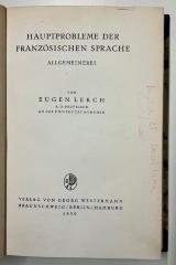 ID 1500 L614-2 : Hauptprobleme der französischen Sprache. Allgemeineres (1930)