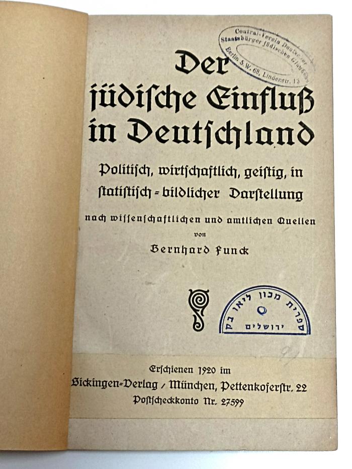 AN I 334 : Der jüdische Einfluß in Deutschland (1920)