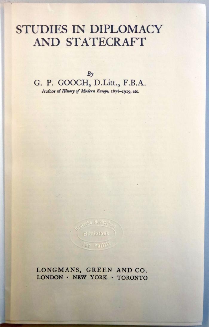 B 505a : Studies In Diplomacy And Statecraft (1943)