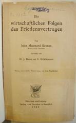 Ba 471a : Die wirtschaftlichen Folgen des Friedensvertrages (1920)