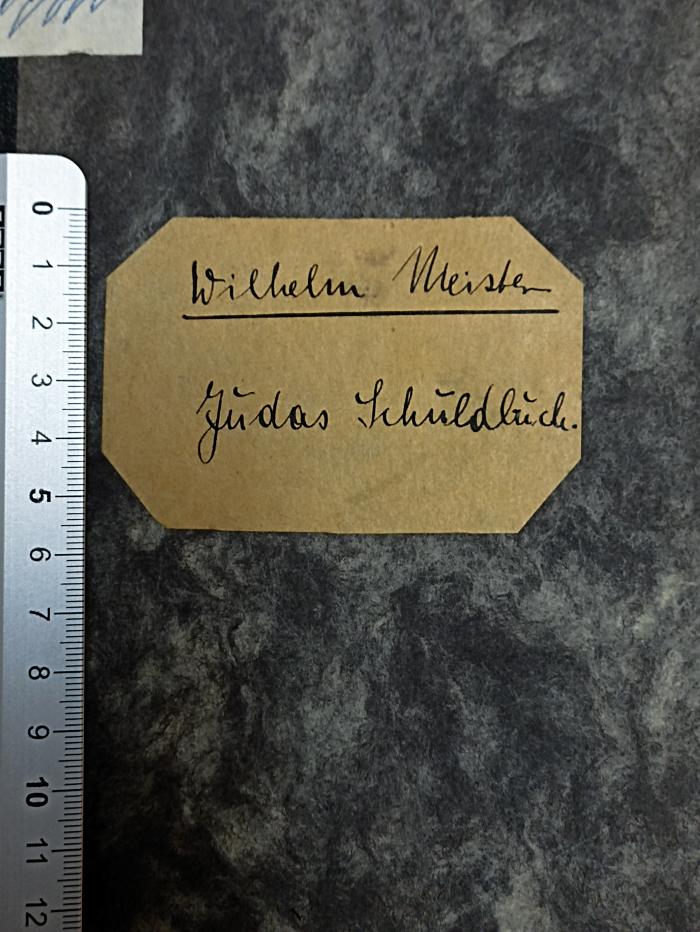 - (Central-Verein Deutscher Staatsbürger Jüdischen Glaubens), Etikett: Name; 'Wilhelm Meister
Judas Schuldbuch'. 
