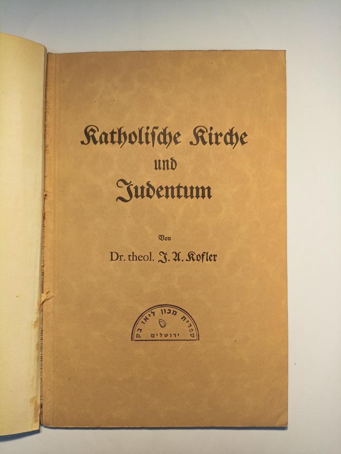 AN I 354 : Katholische Kirche und Judentum. (1928)
