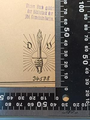 - (Bibliothek der Jüdischen Gemeinde zu Berlin), Von Hand: Exemplarnummer; '34508'. 