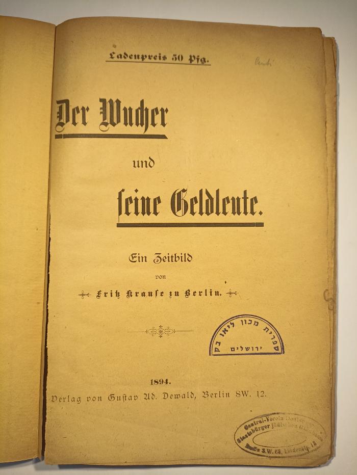 AN I 352 : Der Wucher und seine Geldleute (1894)