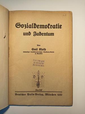 AN I 355 : Sozialdemokratie und Judentum (1920)