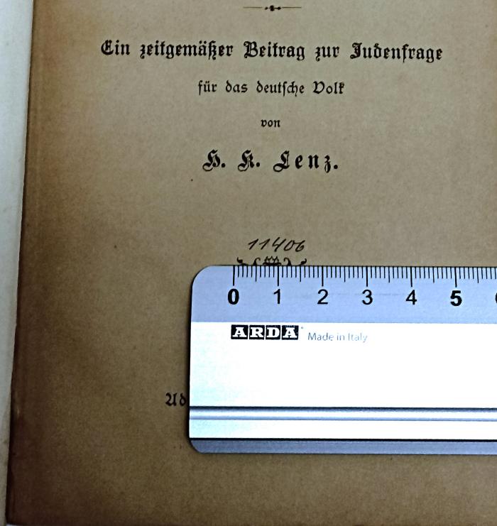 - (Jüdische Gemeinde zu Berlin), Von Hand: Exemplarnummer; '11406'. 
