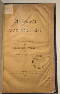 AN I 360 : Ahlwardt vor Gericht (1892)