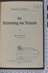 [ohne Signatur] : Die Entstehung des Talmuds (1919)