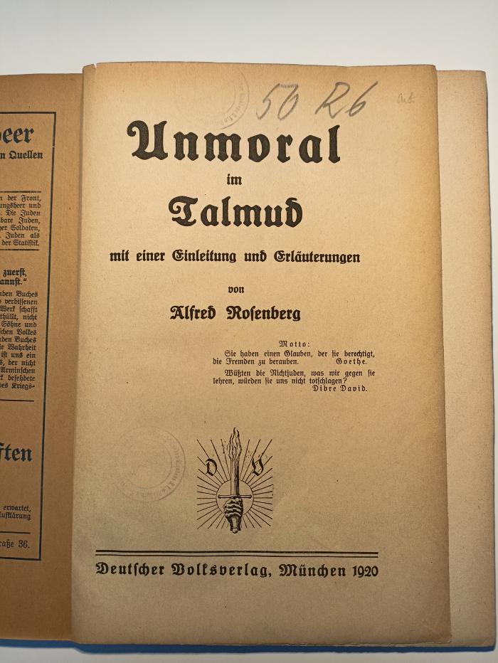 AN I 361 : Unmoral im Talmud (1920)