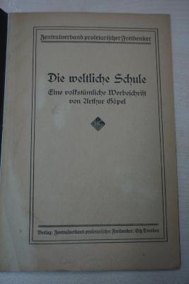 1933 A 11067 : Die weltliche Schule : Eine volkstümliche Werbeschrift (o. J.)