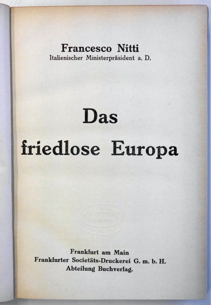 G 254a : Das friedlose Europa (1921)