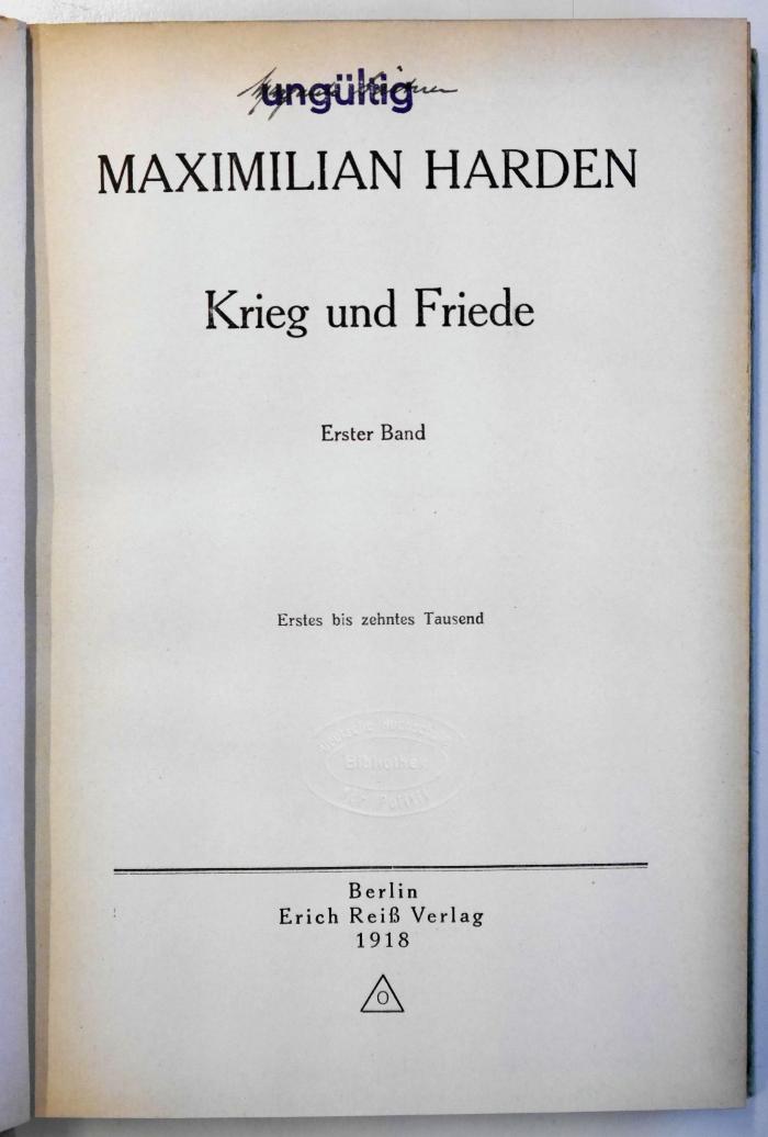 G 241a;G 242 / G 242a / G 242b ; ;: Krieg und Friede. (1918)