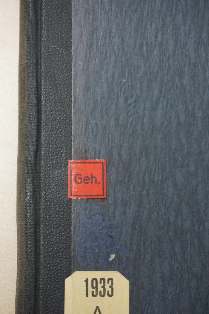 - (Deutsche Bücherei (Leipzig)), Etikett: Zensurstempel; 'Geh.'.  (Prototyp)