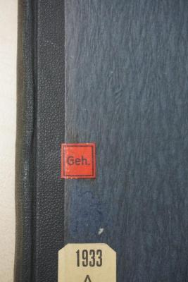 - (Deutsche Bücherei (Leipzig)), Etikett: Zensurstempel; 'Geh.'.  (Prototyp)