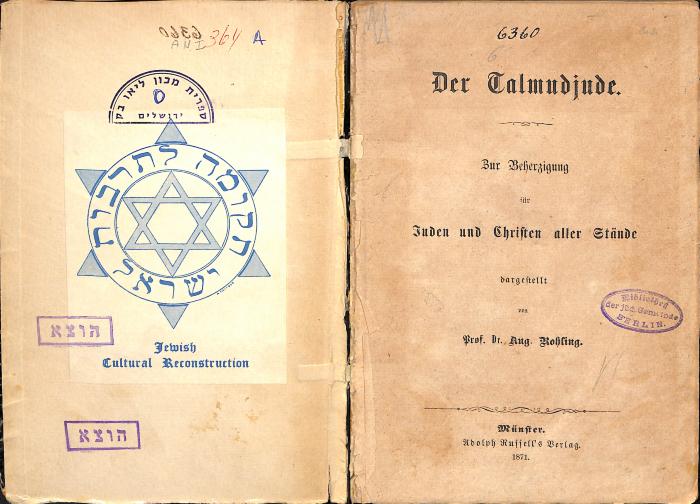 AN I 364a : Der Talmudjude : zur Beherzigung für Juden und Christen aller Stände (1871)