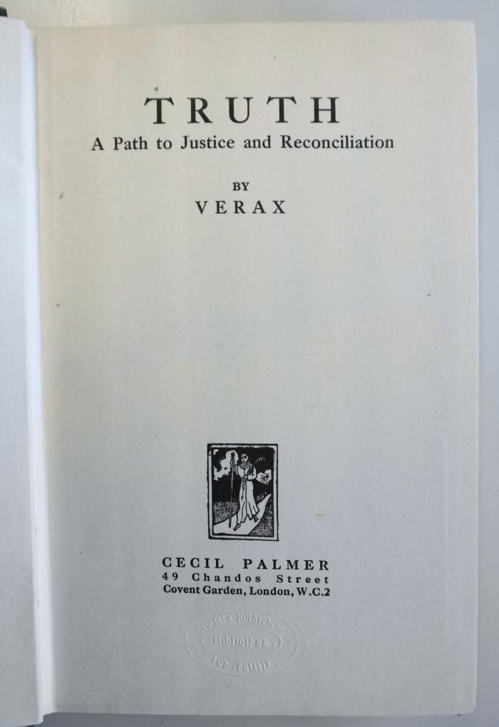 G 879 : Truth : A path to justice and reconciliation (1926)