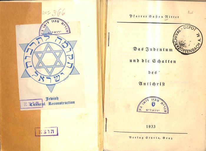 AN I 366 : Das Judentum und die Schatten des Antichrist. (1933)