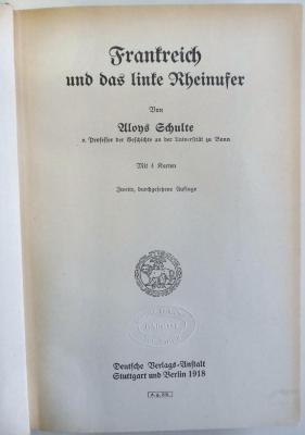 G 872 : Frankreich und das linke Rheinufer : Mit 4 Kt. (1918)