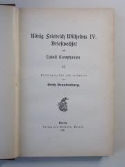 GG-8-23-506  : König Friedrich Wilhelms IV. Briefwechsel mit Ludolf Camphausen (1906)
