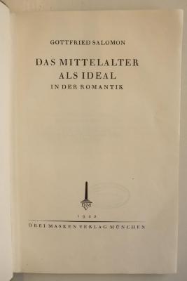 SH 77 : Das Mittelalter als Ideal in der Romantik  (1922)