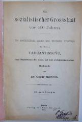 SH 2547 : Ein sozialistischer Grossstaat vor 400 Jahren : die geschichtliche, soziale und politische Grundlage des Reiches Tahuantinsuŷu, dem Staatswesen der Incas, auf dem südamerikanischen Hochlande (1895)