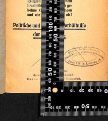 - (Central-Verein Deutscher Staatsbürger Jüdischen Glaubens;Leo Baeck Institute Jerusalem), Durchgestrichen: Name, Ortsangabe, Zeichen; 'Central-Verein Deutscher Staatsbürger jüdischen Glaubens
Berlin S.W. 68, Lindenstr. 13'. 
