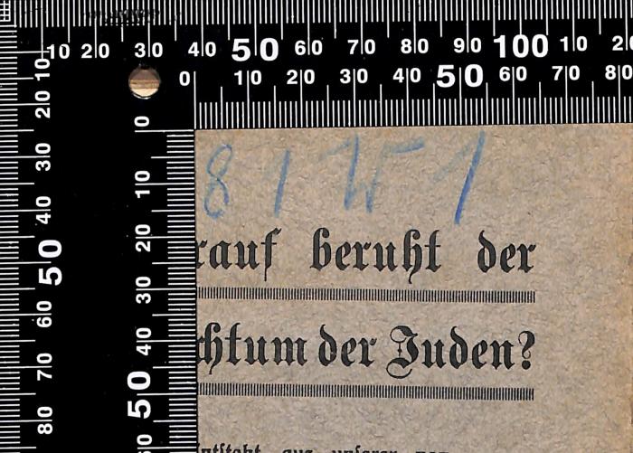 - (Central-Verein Deutscher Staatsbürger Jüdischen Glaubens), Von Hand: Signatur; '81W1'. 