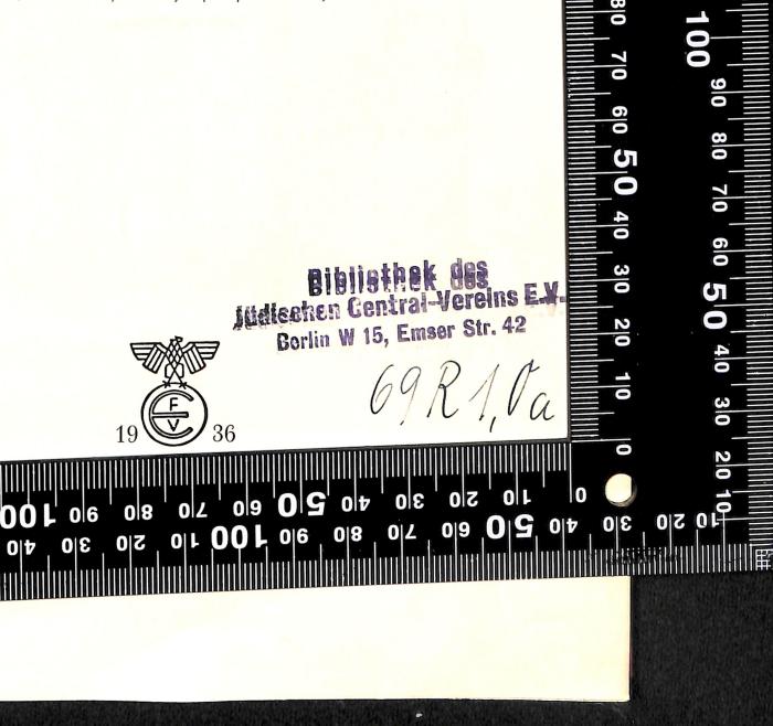 - (Central-Verein Deutscher Staatsbürger Jüdischen Glaubens), Von Hand: Signatur; '69R1, Oa'. 