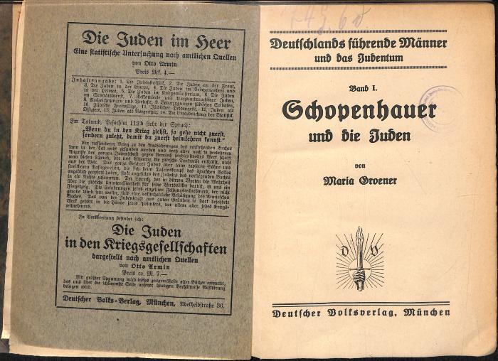 AN I 2137 : Schopenhauer und die Juden. (?)