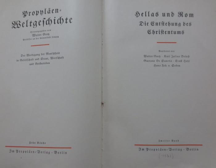 Aa 32 2 3.Ex.: Hellas und Rom : Die Entstehung des Christentums (1931)